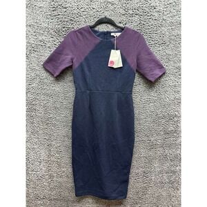 NWT Boden Colorblock Ponte Ribbed Midi Sheath Dress Multicolor Womens‎ Size 2P